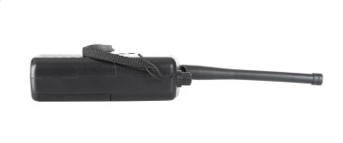 Beyaz arka planda izole edilmiş acil durum telsizinin profili