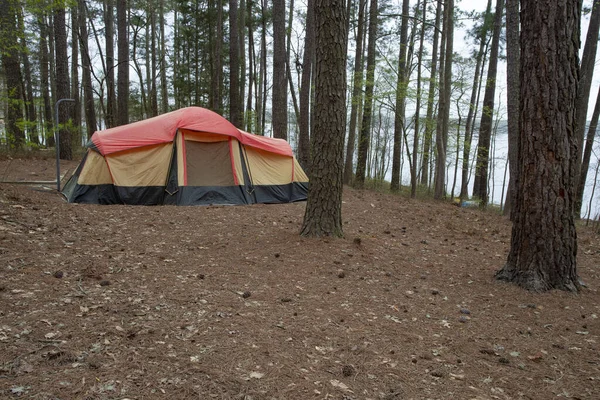 Camping Con Tienda Cerca Del Lago Jordán Carolina Del Norte — Foto de Stock