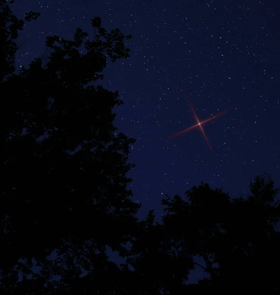 Bright red star in the sky on Christmas Eve in North Carolina