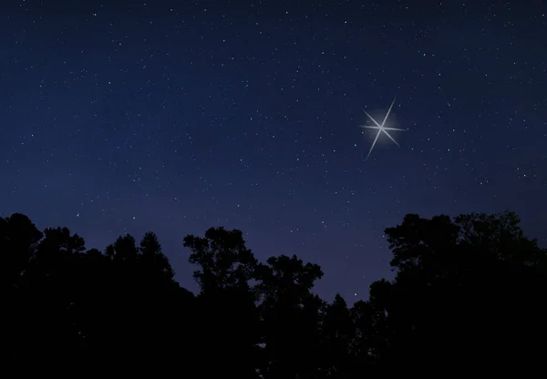 Jasna Gwiazda Wschodząca Nad Raeford Północnej Karoliny Boże Narodzenie — Zdjęcie stockowe