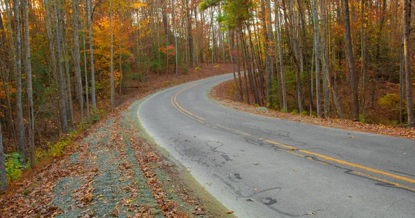 Tourner Droite Sur Route Lac Jordan Fin Automne — Photo