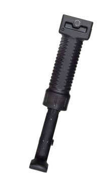 Beyaz üzerinde izole edilmiş bir bipod içine açılan bir AR-15 için ön uç tutuş