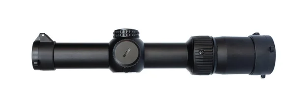 Vista Lateral Riflescope Com Tampas Lente Isolado Branco — Fotografia de Stock