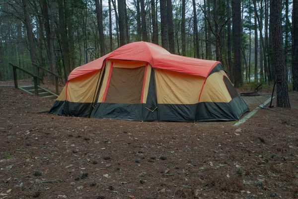 Tente Orange Sur Camping Lac Jordan Caroline Nord — Photo