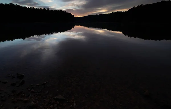 Nascer Sol Apenas Começando Falls Lake Carolina Norte — Fotografia de Stock