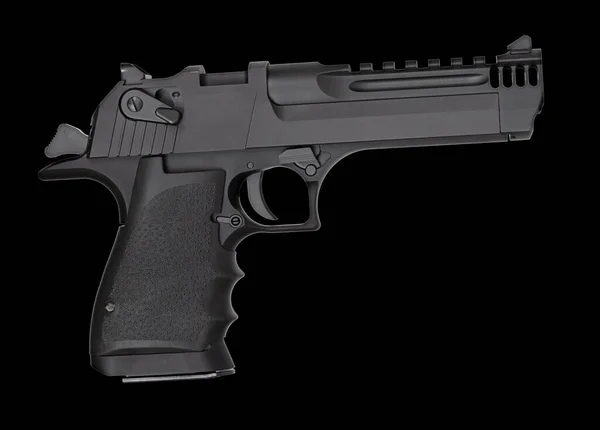 High Powered Semi Automatic Handgun Black Background — Stock Photo, Image