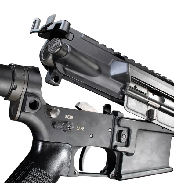 Receptor Superior Inferior Separando Rifle Assalto Branco — Fotografia de Stock