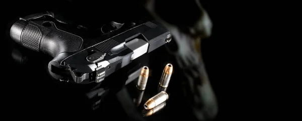 Ghost Gun Illustration Cartridges Black Background — Stock Photo, Image