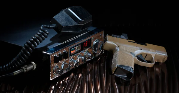 Canal Rádio Sideband Com Pistola Semi Automática Lado — Fotografia de Stock
