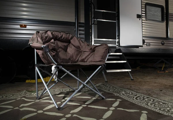 Campsite Empty Chair Night Jordan Lake — Stock Photo, Image