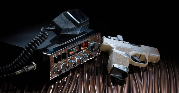 Semi Automatic Handgun Radio Microphoone Channel — Stock Photo, Image