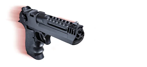 Pistola Semi Automática Movimento Branco Com Sombra Vermelha Atrás Espaço — Fotografia de Stock