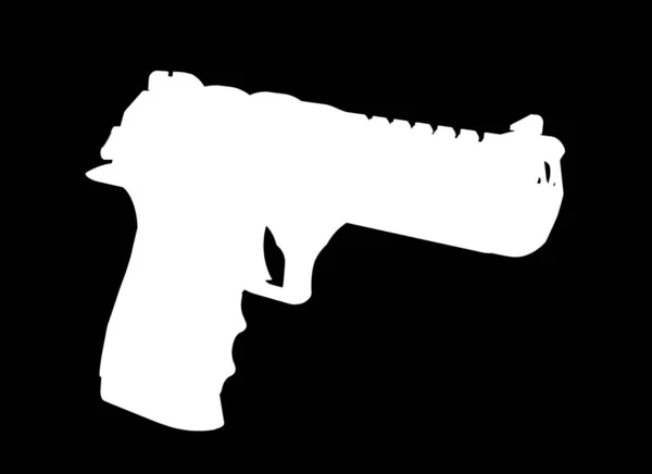 Halvautomatisk Pistol Siluett Svart Bakgrund — Stockfoto