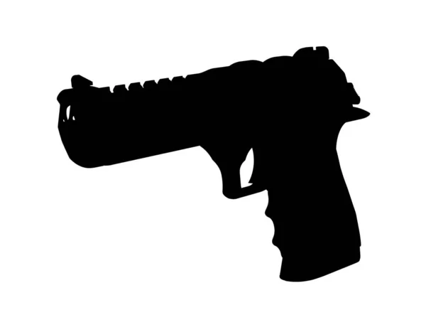 Halvautomatisk Pistol Siluett Vit Bakgrund — Stockfoto