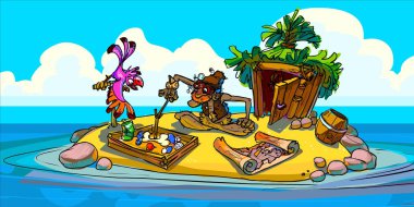 The Illustration Of a Hermit On An Island clipart