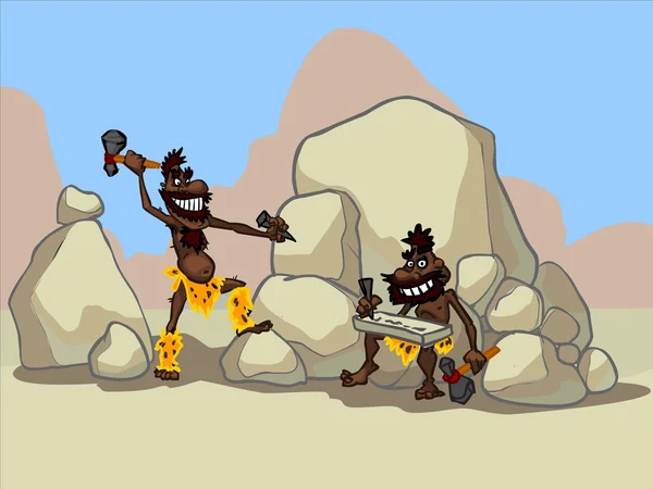 Dois homens dos desenhos animados em um deserto . — Fotografia de Stock