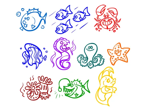 A ilustração de desenhos animados animais marinhos . — Fotografia de Stock