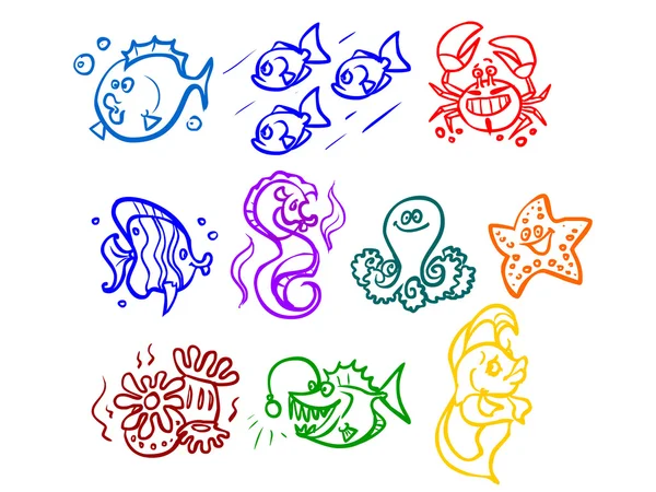 The illustration of cartoon sea animals. — Stock Image The illustration of cartoon sea animals. Royalty Free Stock Images