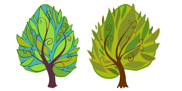 The illustration of two cartoon trees. — Stock Photo, Image