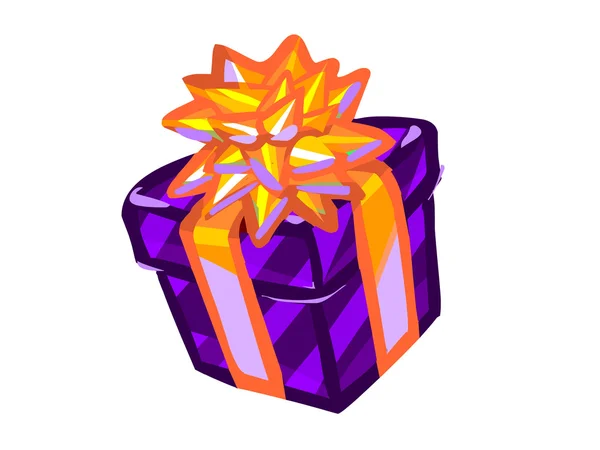 Die Abbildung einer lila Geschenkschachtel. — Stockfoto