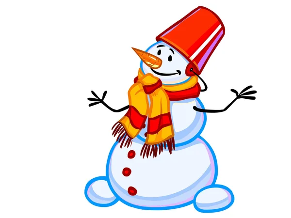 The illustration of cartoon snowman on a white background — Stock Photo, Image