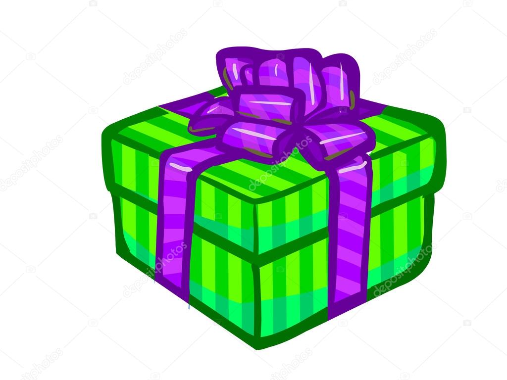 The illustration of a green present box.