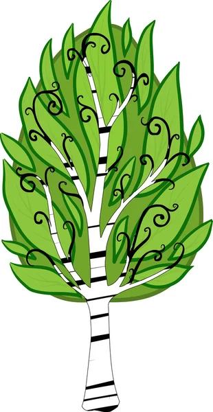 Cartoon Birch Tree. Isolated — Stock Vector