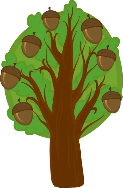 Cartoon oak Tree. Isolated — Stock Vector