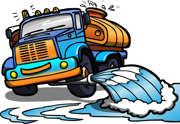 Ilustración de un camión de riego de dibujos animados. Aislado — Vector de stock