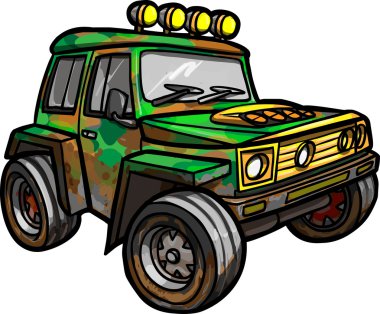 çizgi film yeşil jeep. izole