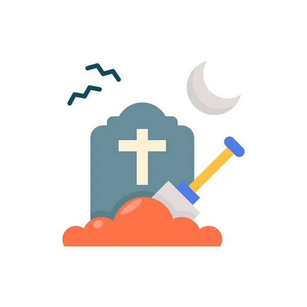 Digging Grave Vector Flat Icon Design Illustration Halloween Symbol White — Stock Photo, Image