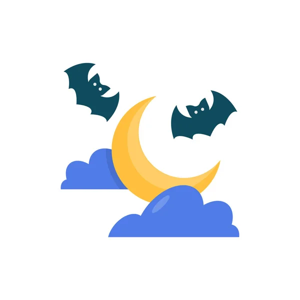 Winter Night Vector Flat Icon Design Illustration Halloween Symbol White — Fotografia de Stock