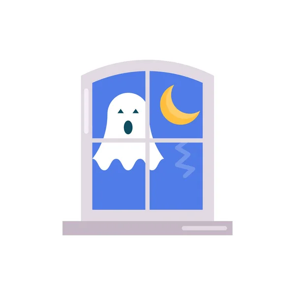 Window Ghost vector Flat Icon Design illustration. Halloween Symbol on White background EPS 10 File