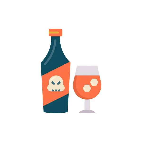 Wine Vector Flat Icon Design Illustration Halloween Symbol White Background — Stockfoto