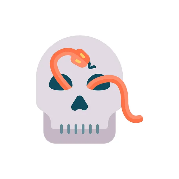 Skull Snake Vector Flat Icon Design Illustration Halloween Symbol White — Stockfoto