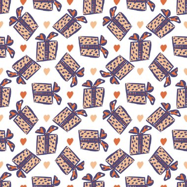 Kağıt tasarımı için sevimli hediye kutuları deseni.
