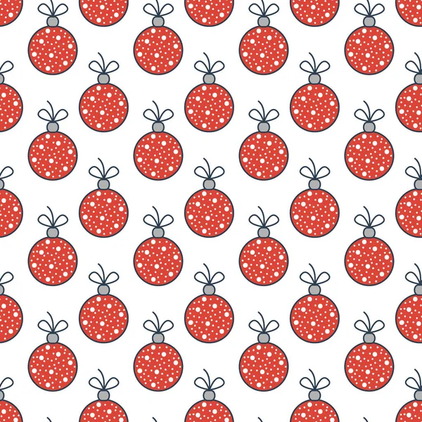 Aranyos Karácsonyi Labda Minta Újévi Csomagolópapír Design Piros Golyókkal — Stock Vector