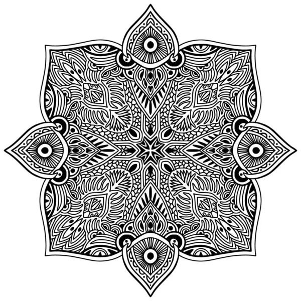 Ornamento Mandala Étnica Desenho Livro Para Colorir — Vetor de Stock