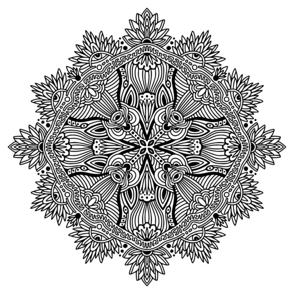 Ethnic Mandala Ornament Coloring Book Page — Stock Vector
