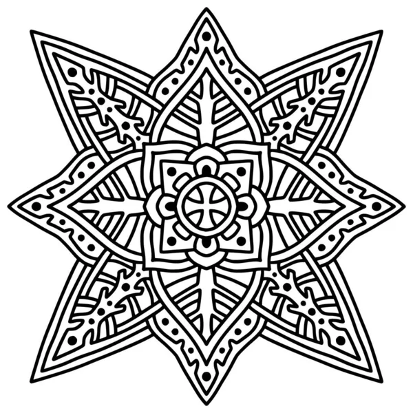 Ethnic Mandala Ornament Coloring Book Page — Stok Vektör