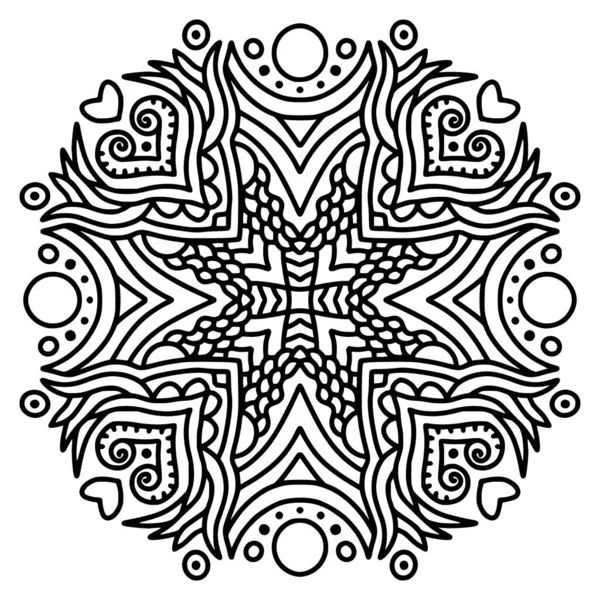 Ethnic Mandala Ornament Coloring Book Page Vector Graphics