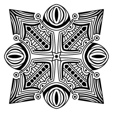 Dövme, oyma ya da boyama kitabı projeleri için mandala süsü.