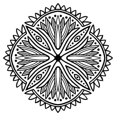 Dövme, oyma ya da boyama kitabı projeleri için mandala süsü.