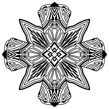 Dövme, oyma ya da boyama kitabı projeleri için mandala süsü.