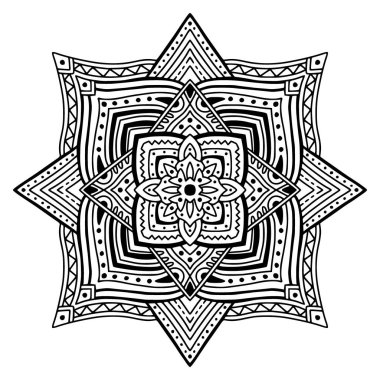 Dövme, oyma ya da boyama kitabı projeleri için mandala süsü.