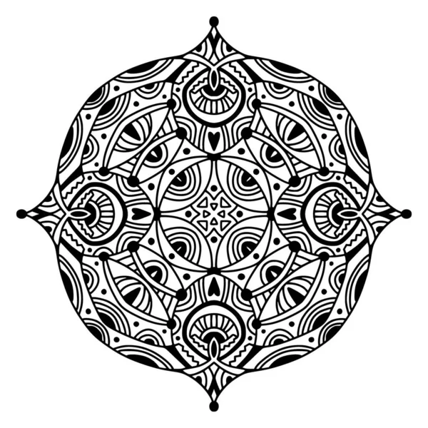 Mandala Ornament Voor Tattoo Gegraveerde Kleurboek Projecten — Stockvector