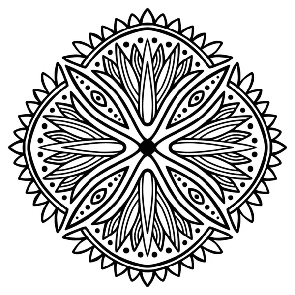 Mandala Ornament Voor Tattoo Gegraveerde Kleurboek Projecten — Stockvector