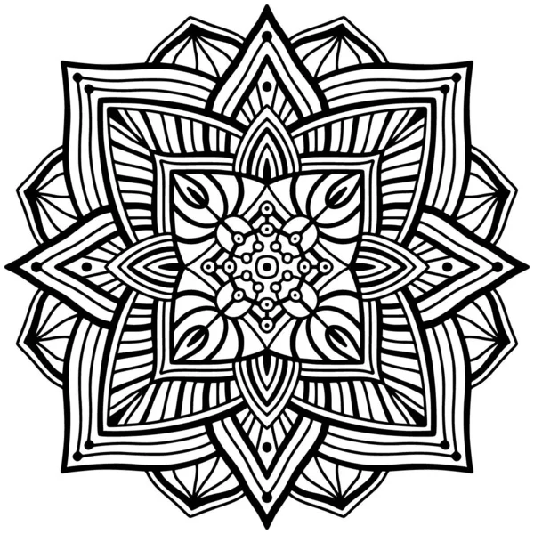 Мандала Орнамент Проектов Татуировки Гравировки Раскраски — стоковый вектор