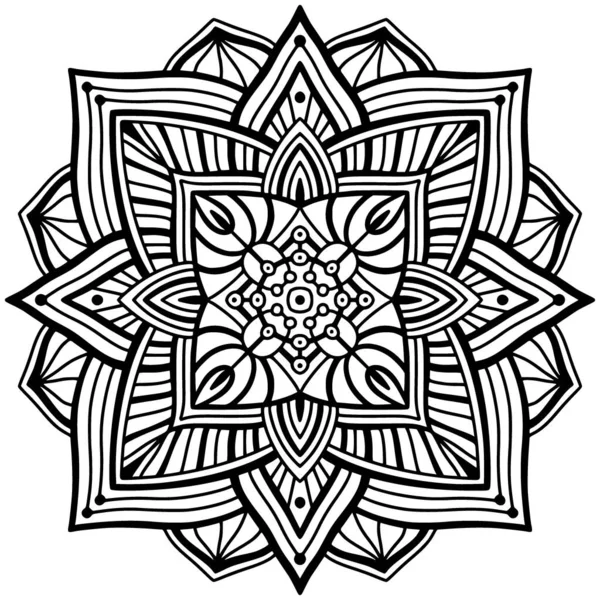 Mandala Ornamento Para Tatuagem Gravado Colorir Projetos Livros —  Vetores de Stock