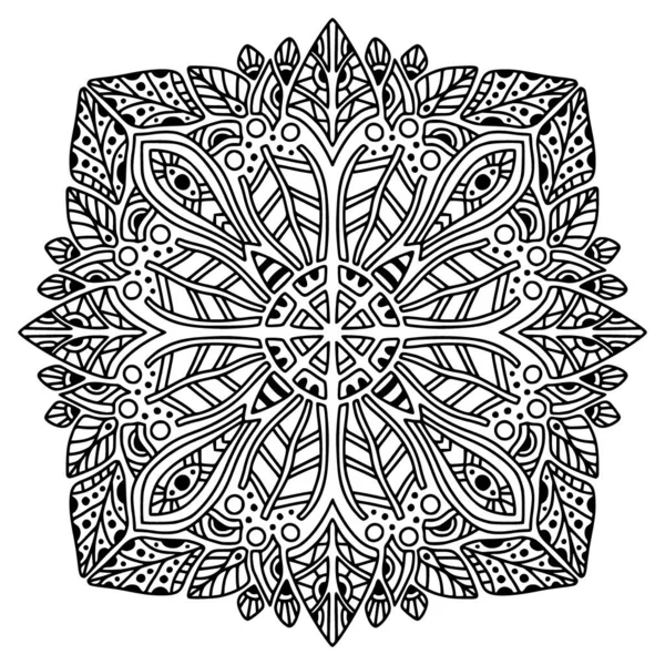 Mandala Ornamento Para Tatuagem Gravado Colorir Projetos Livros — Vetor de Stock